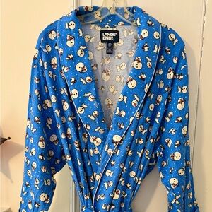 Lands' End Flannel Snowman Print Robe Size 2X